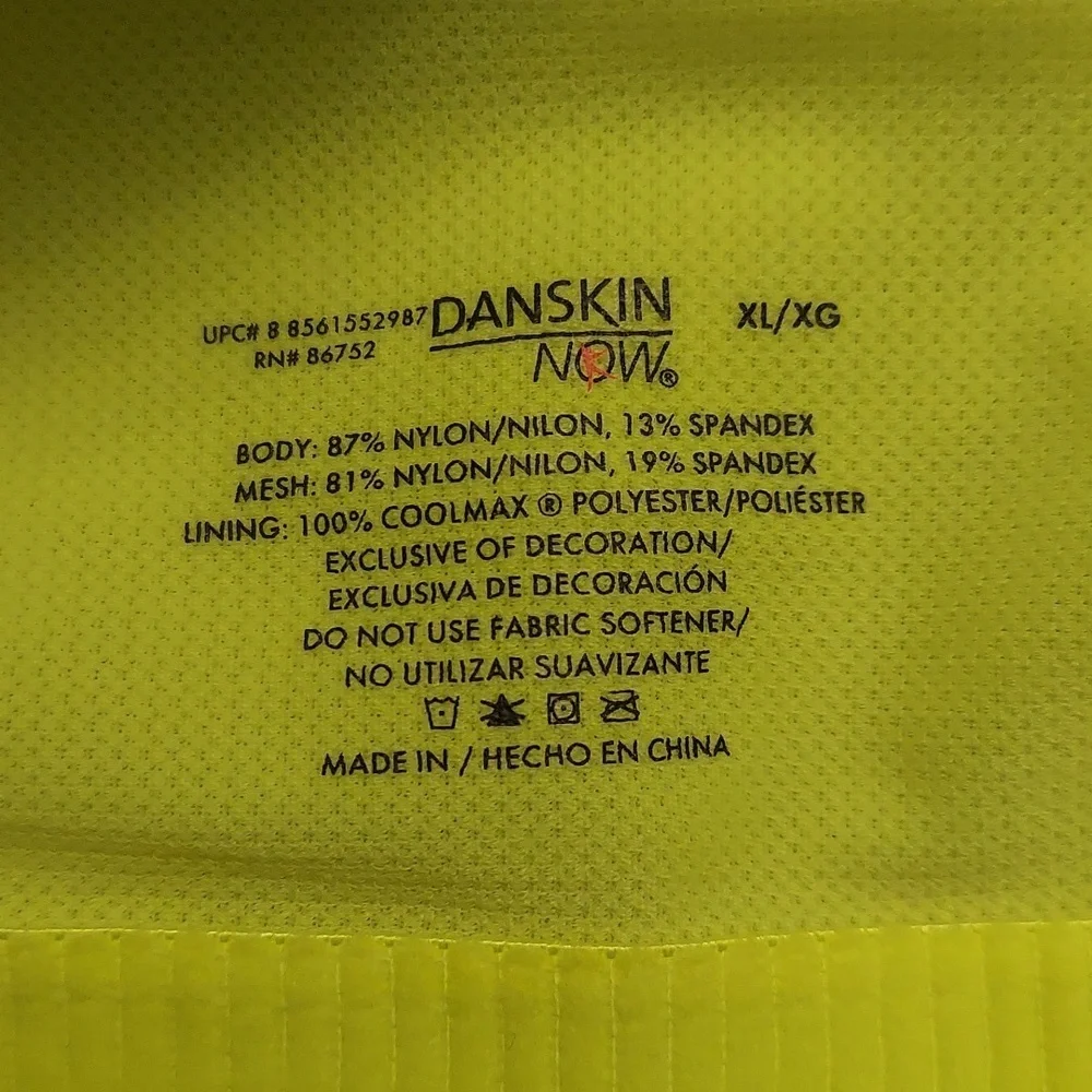 DANSKIN NOW Lime Yellow and Black Racerback Sports Bra - Picture 8 of 8